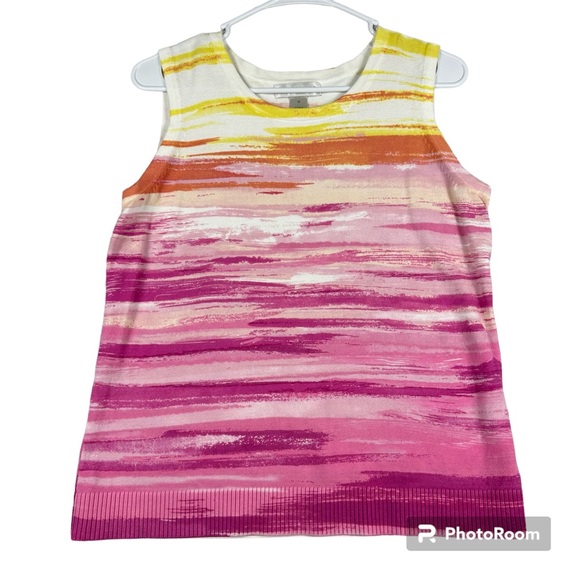 Christopher & Banks Sleeveless Sunset Multicolor Women's Size M Sweater Tank Top - Picture 1 of 11